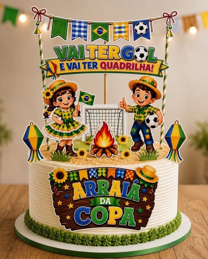 Topo de Bolo Festa Junina - Copa 2026 03 Studio/PDF/PNG