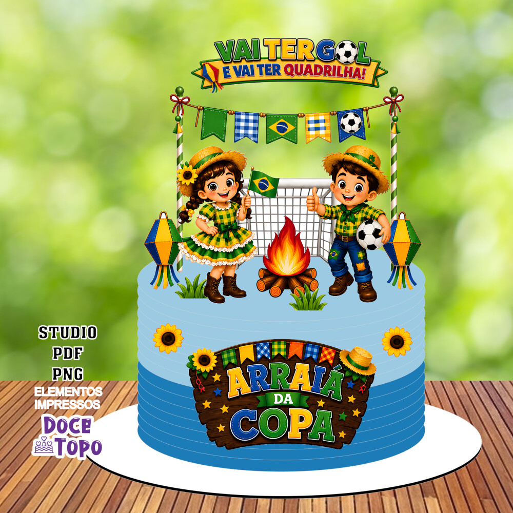 Topo de Bolo Festa Junina - Copa 2026 03 Studio/PDF/PNG