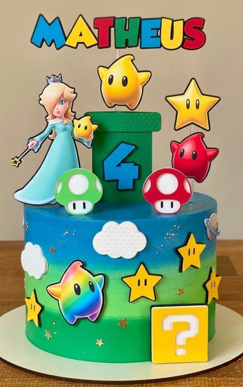 Topo de Bolo Mario Galaxy - Rosalina Studio/PDF/PNG