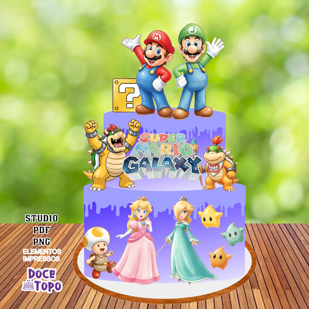 Topo de Bolo Mario Galaxy 01 Studio/PDF/PNG