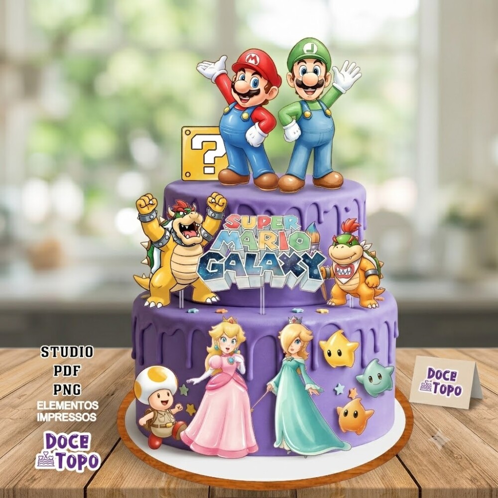 Topo de Bolo Mario Galaxy 01 Studio/PDF/PNG