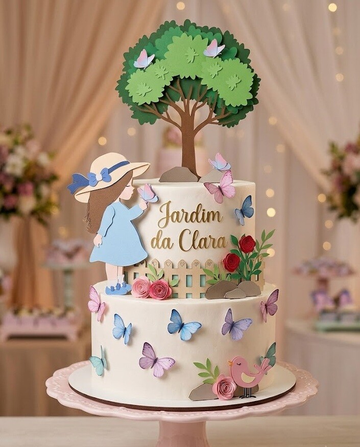 Topo de Bolo Jardim Encantado 45 Somente Studio