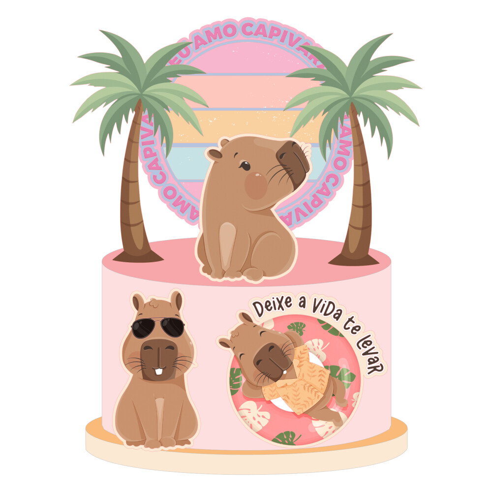 Arquivo de Corte Topo de Bolo Capivara 03 Somente Studio