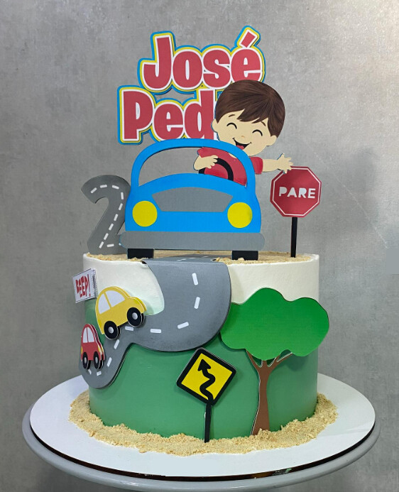 Topo de Bolo Carrinhos 10 Somente Studio