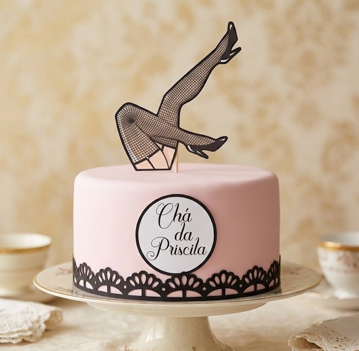 Topo de Bolo Chá de Lingerie 10 Somente Studio