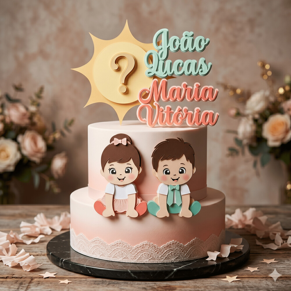 Topo de Bolo Chá Revelação 28 Somente Studio
