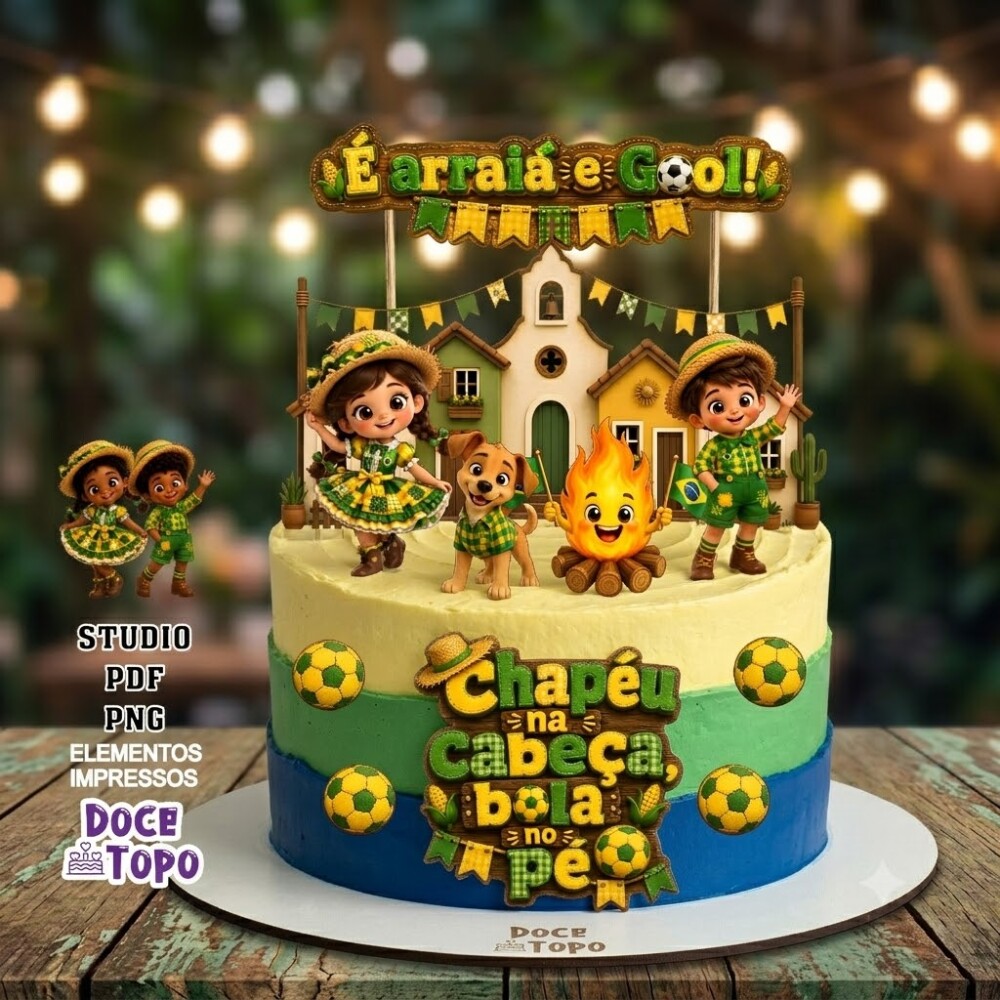 Topo de Bolo Festa Junina - Copa 2026 04 Studio/PDF/PNG
