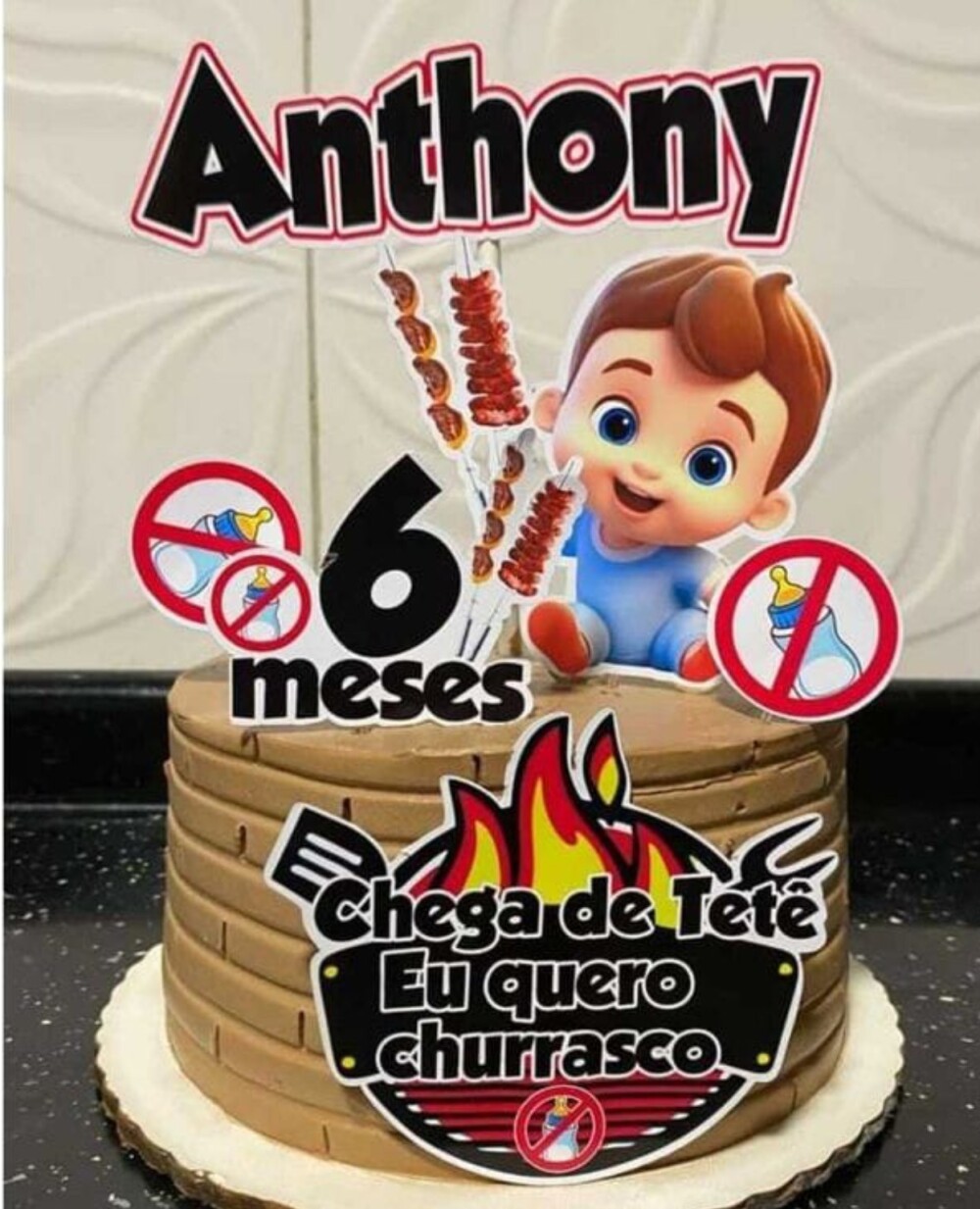 Topo de Bolo Churrasco Bebê 04 Somente Studio