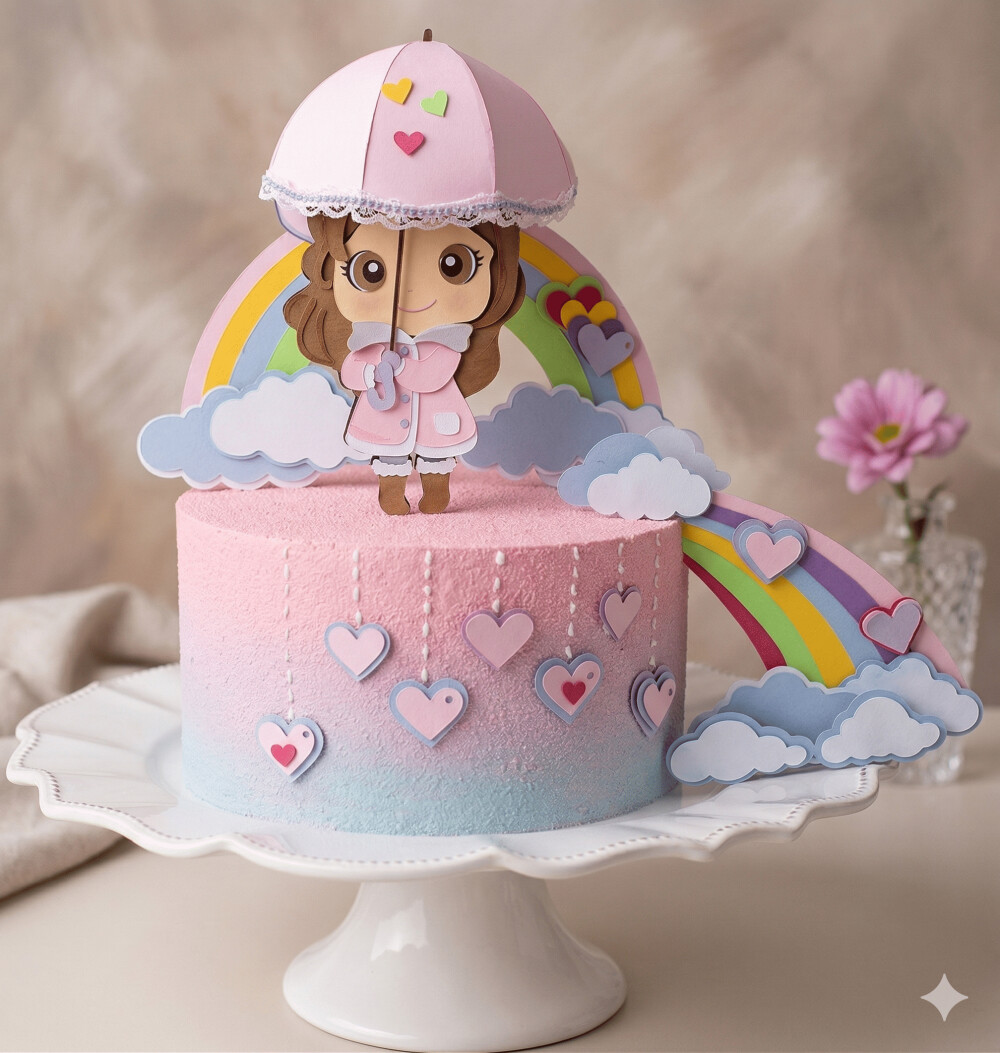 Topo de Bolo Chuva de Amor 09 Somente Studio