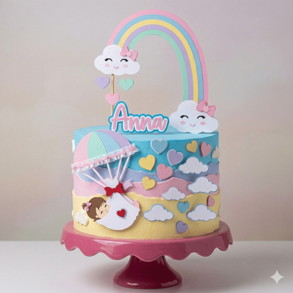 Topo de Bolo Chuva de Amor 11 Somente Studio