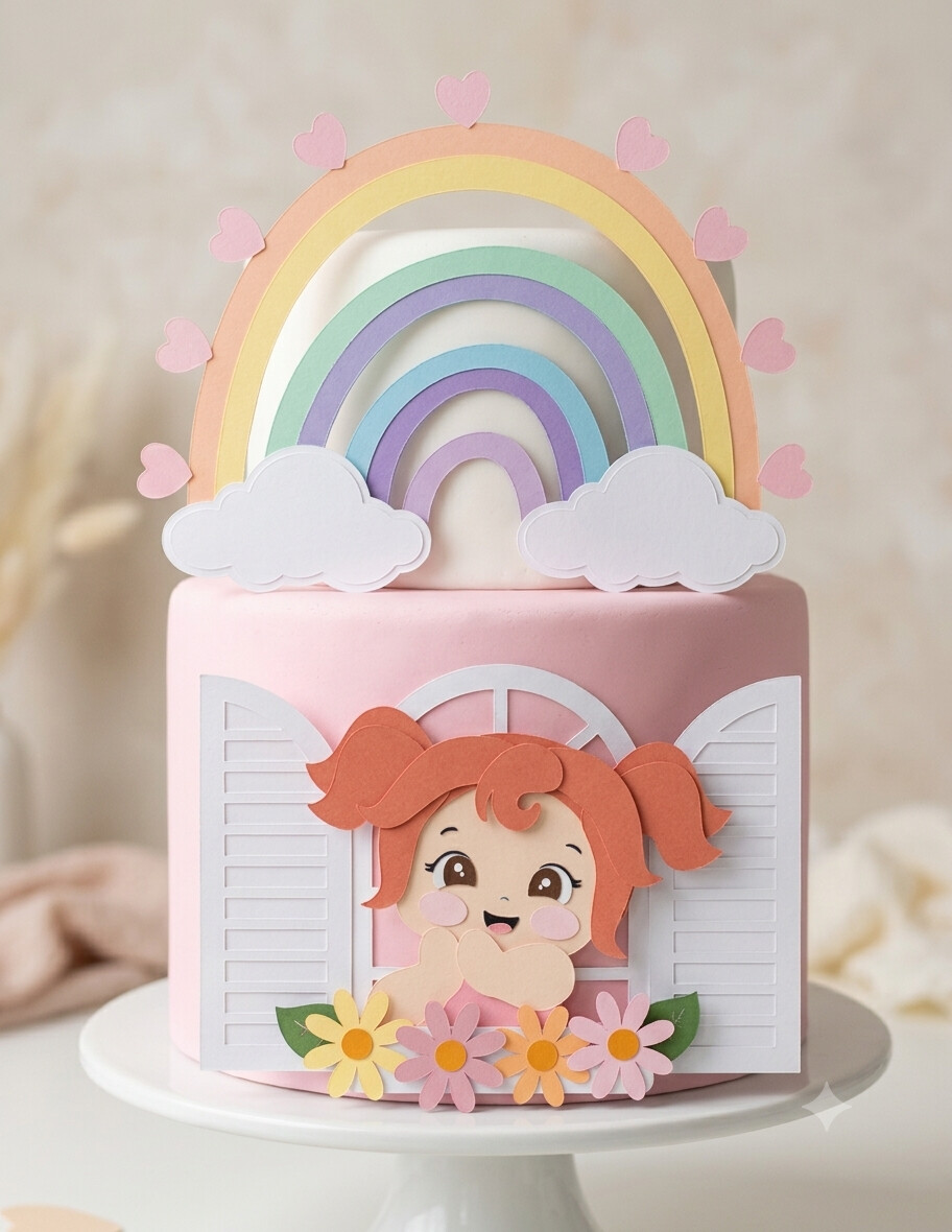 Topo de Bolo Chuva de Amor 12 Somente Studio