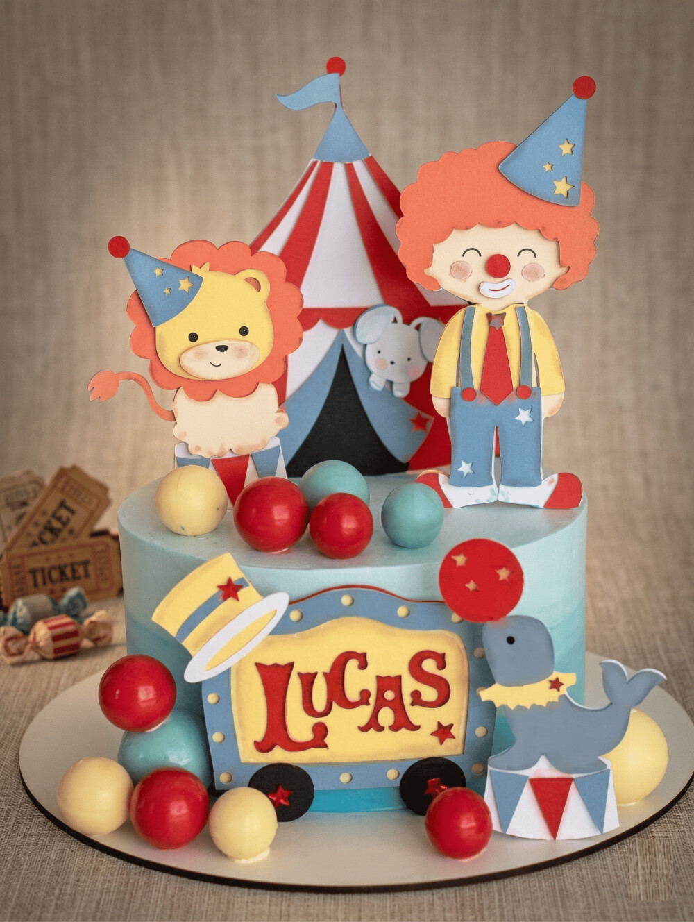 Topo de Bolo Circo 15 Somente Studio