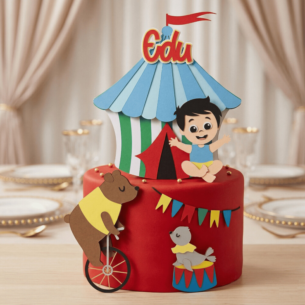 Topo de Bolo Circo 16 Somente Studio