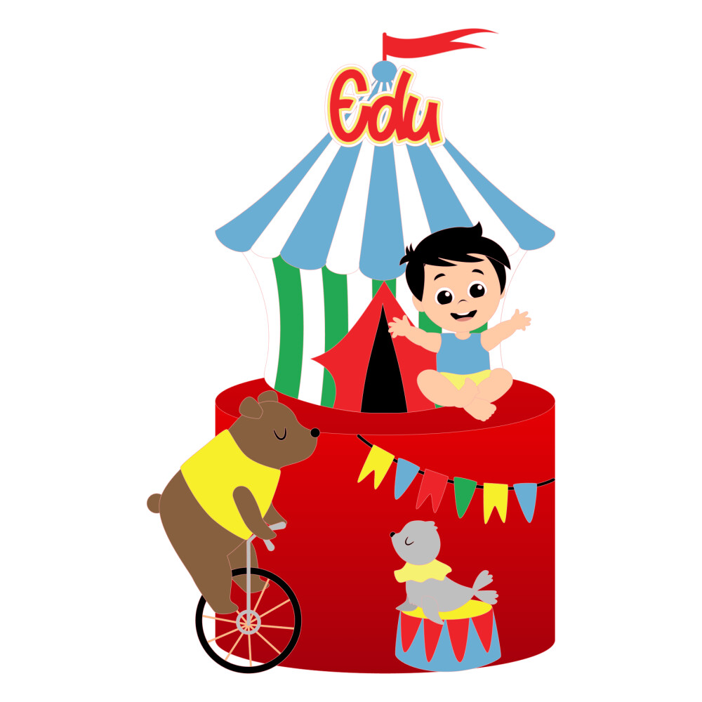 Topo de Bolo Circo 16 Somente Studio