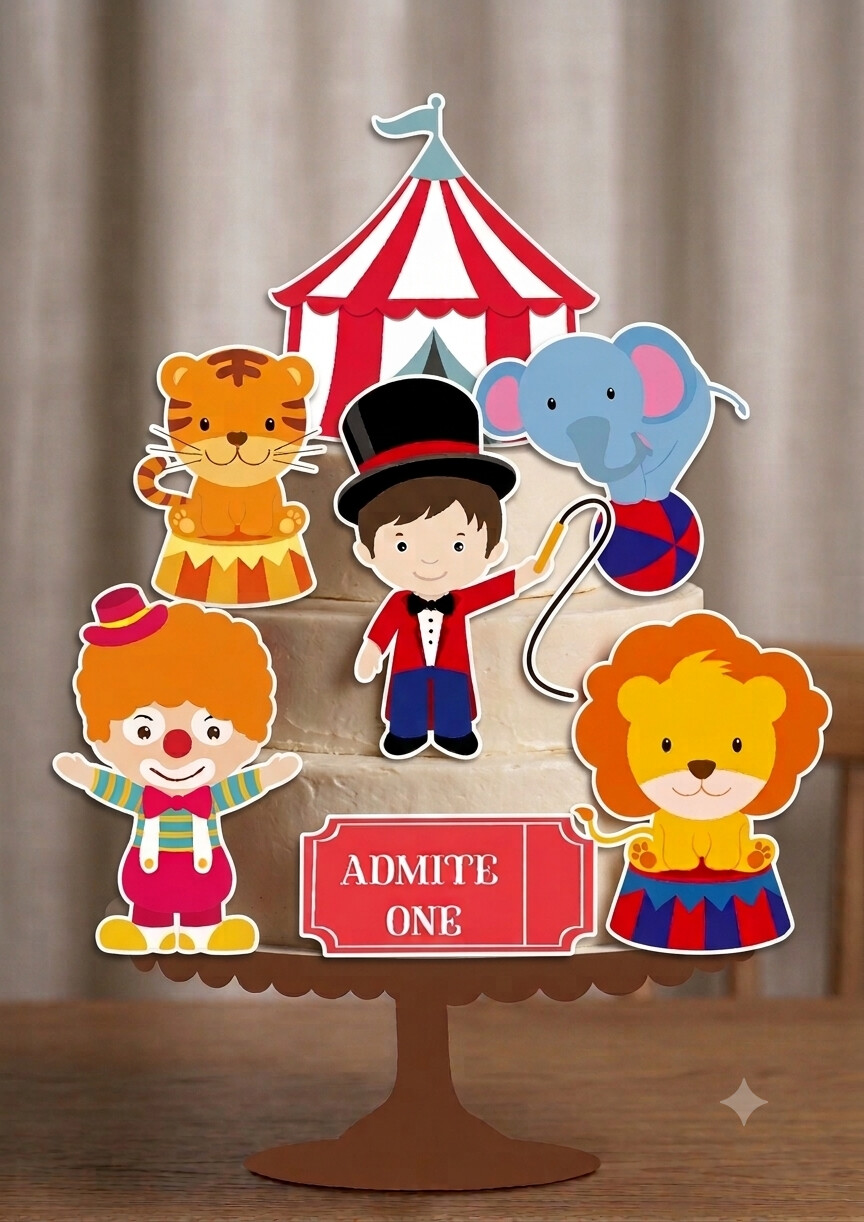 Topo de Bolo Circo 18 Somente Studio
