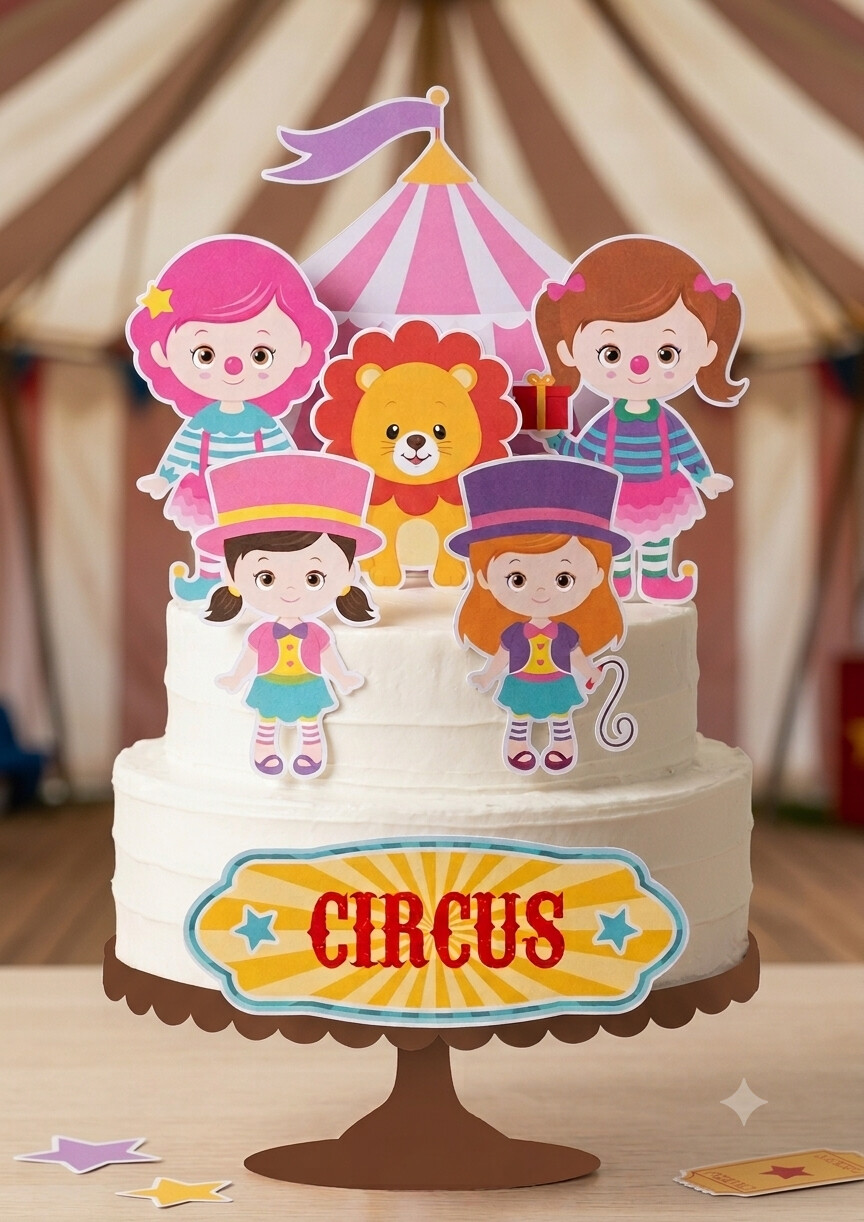 Topo de Bolo Circo 19 Somente Studio