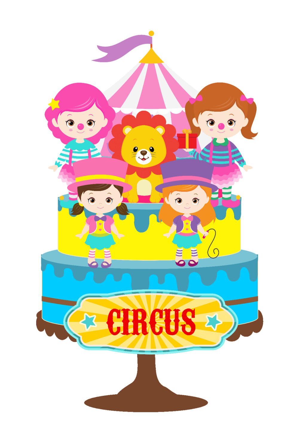 Topo de Bolo Circo 19 Somente Studio
