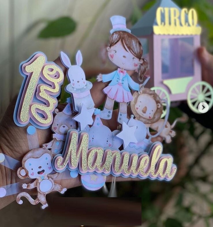 Topo de Bolo Circo 28 Somente Studio