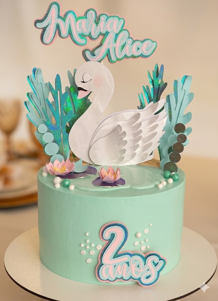 Topo de Bolo Cisne 01 Somente Studio