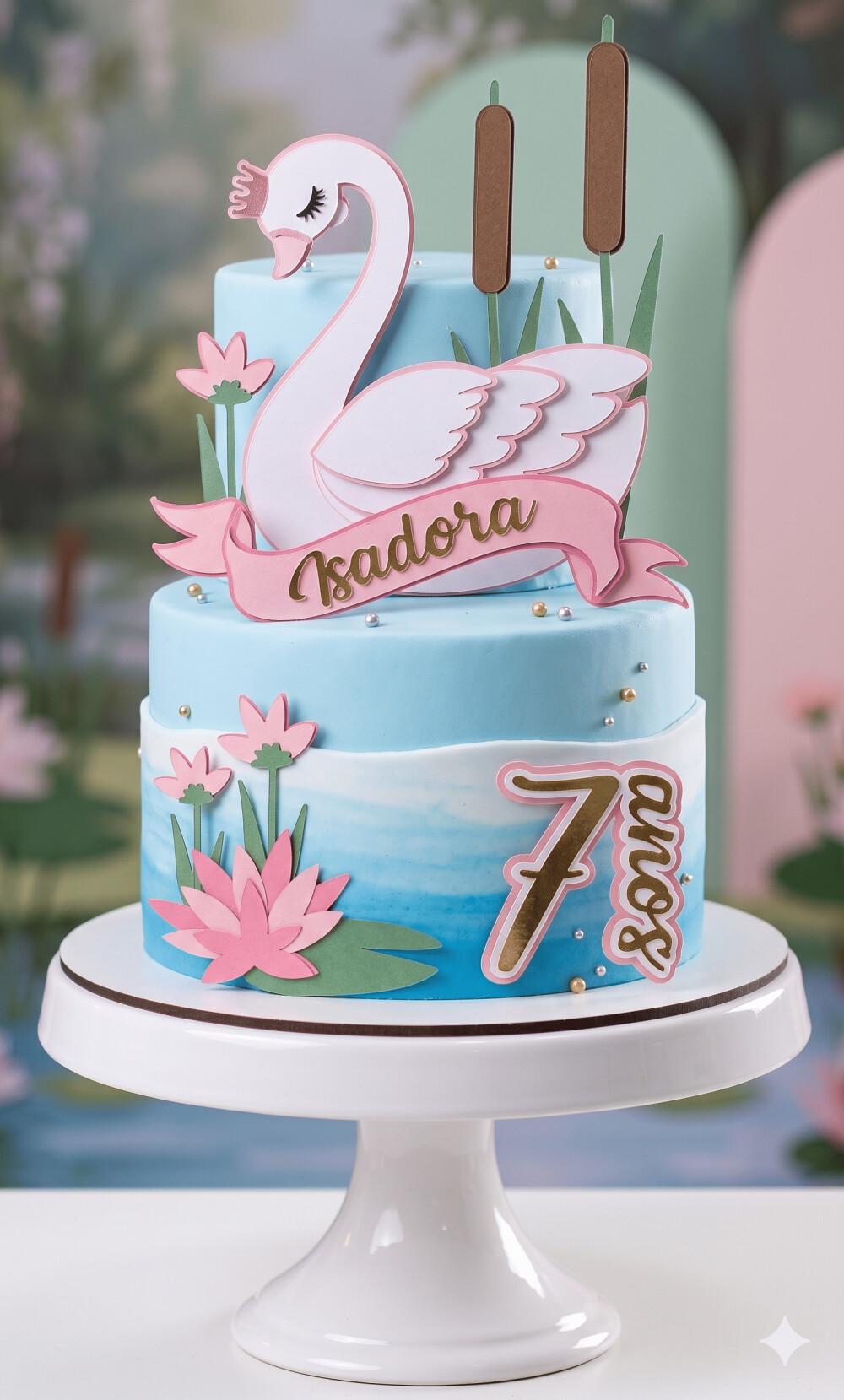 Topo de Bolo Cisne 02 Somente Studio