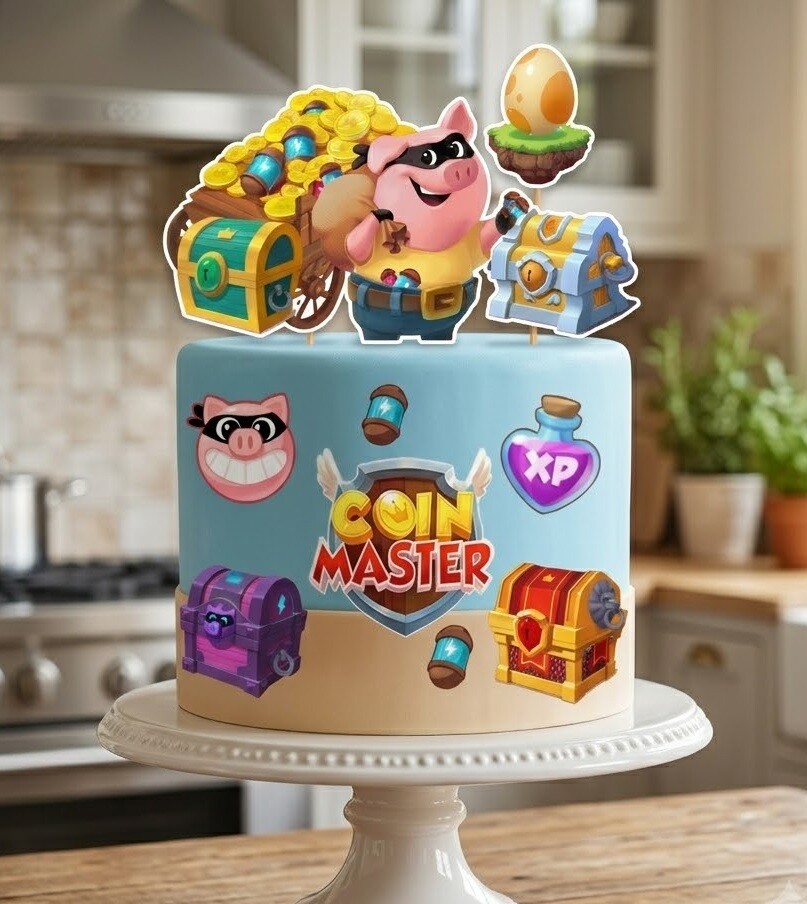 Topo de Bolo Coin Master 01 Somente Studio
