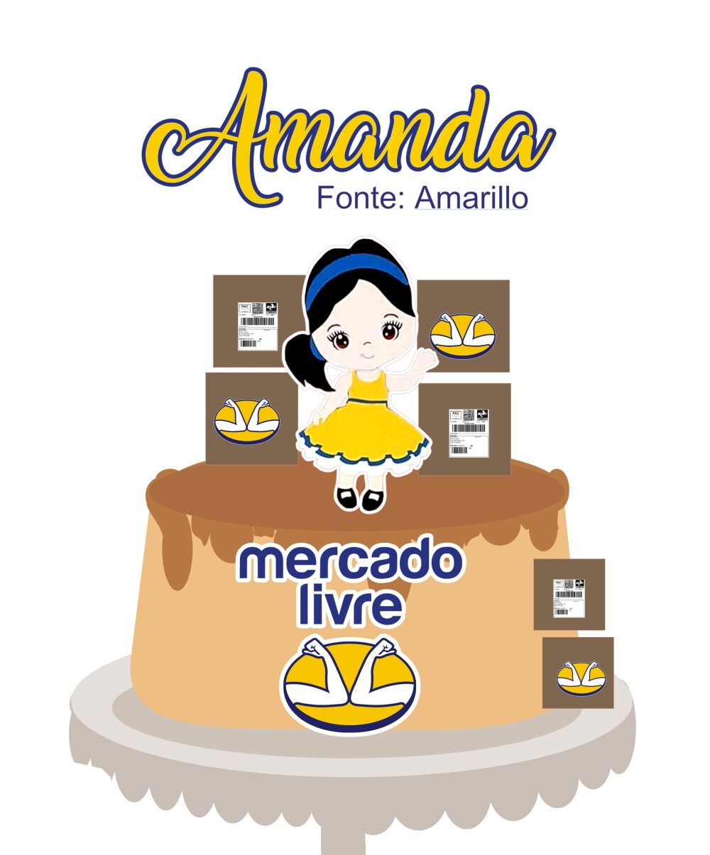 Topo de Bolo Compras Mercado Livre 01 Somente Studio