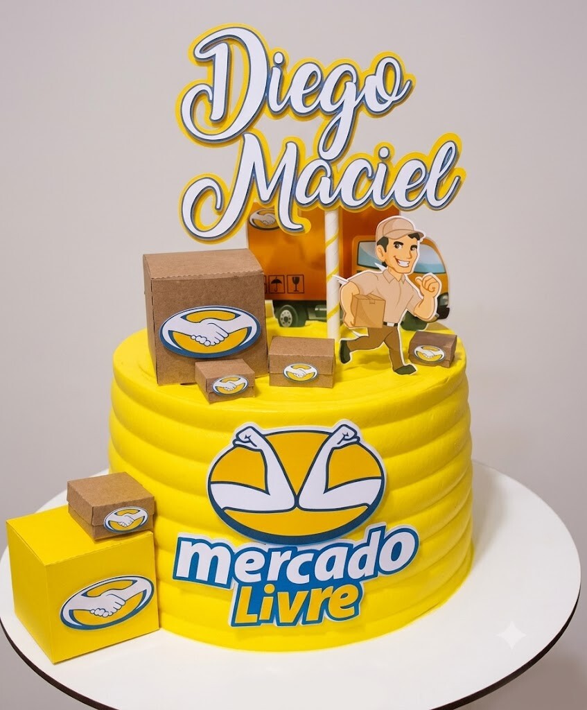 Topo de Bolo Compras Mercado Livre 02 Somente Studio