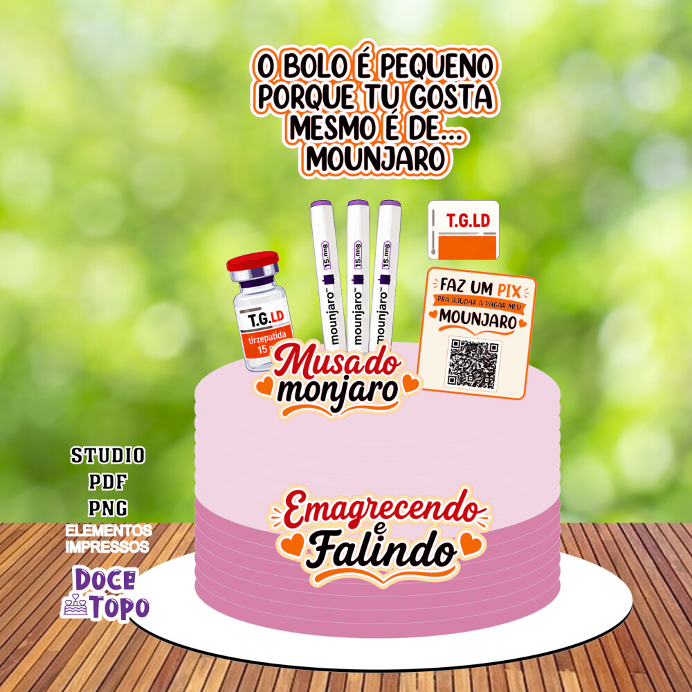 Topo de Bolo Caneta Emagrecedora 01 Studio/PDF/PNG
