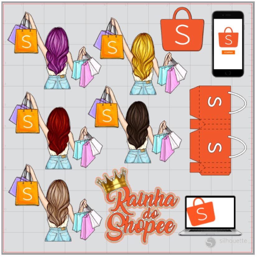 Topo de Bolo Compras Shopee 01 Somente Studio