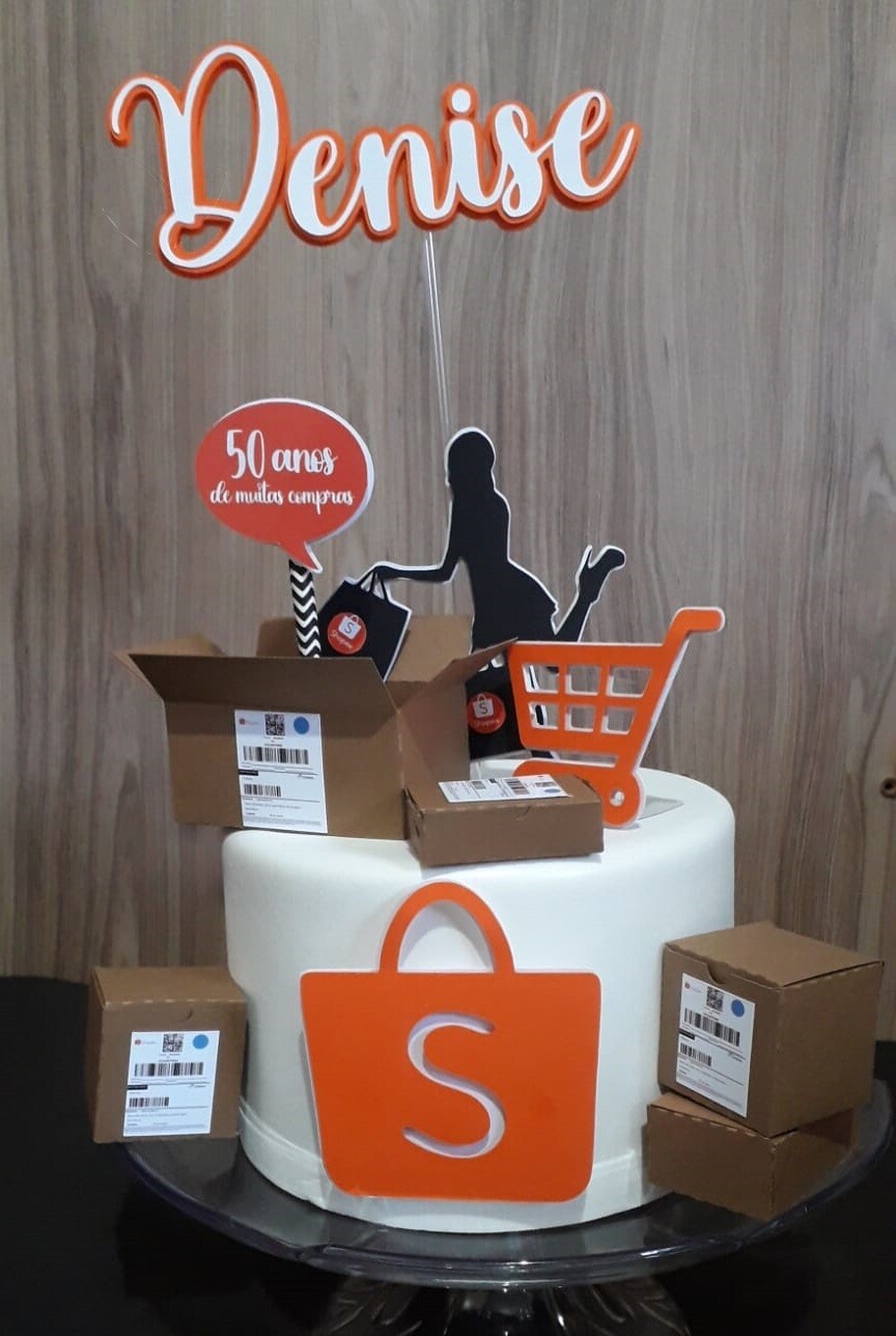 Topo de Bolo Compras Shopee 03 Somente Studio