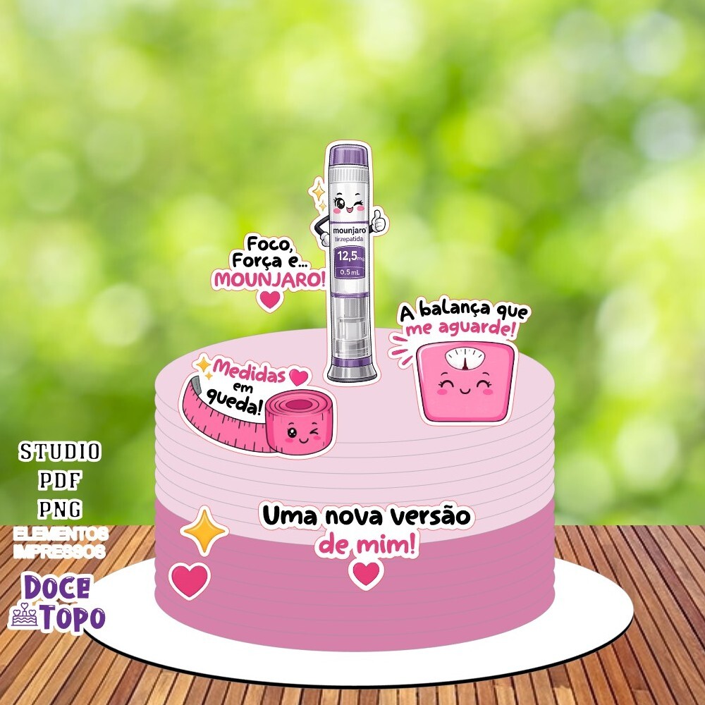 Topo de Bolo Caneta Emagrecedora 02 Studio/PDF/PNG
