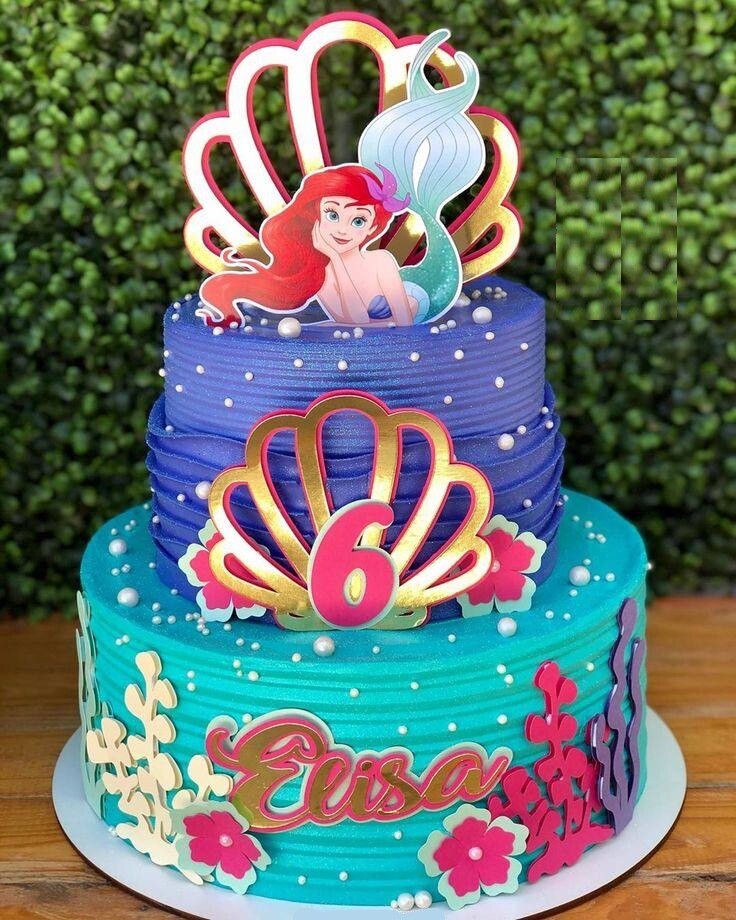 Topo de Bolo Ariel 19 Pequena Sereia Somente Studio