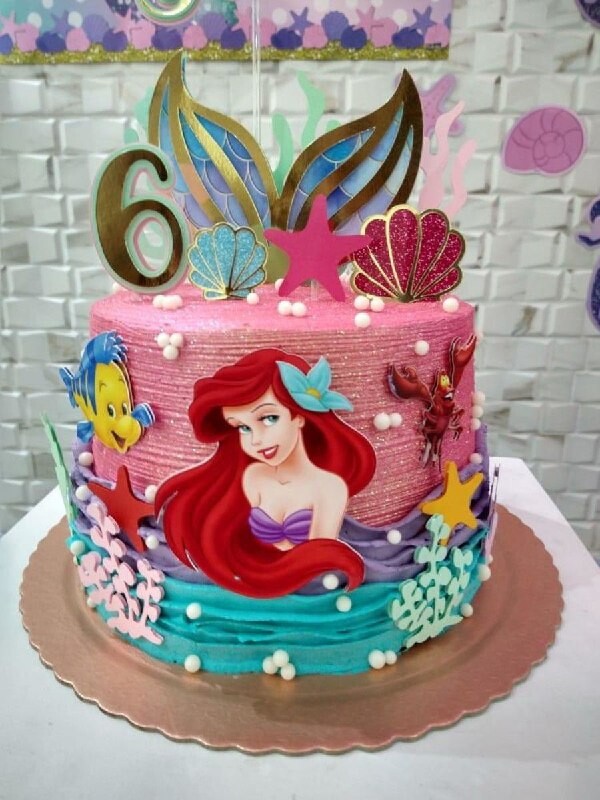 Topo de Bolo Ariel 20 Pequena Sereia Somente Studio