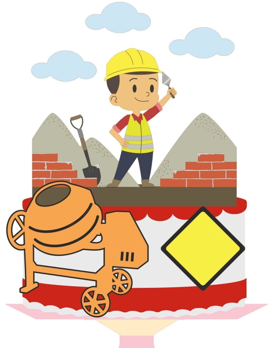 Topo de Bolo Construção 14 Somente Studio