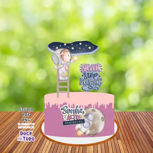 Topo de Bolo Astronauta 10 Studio/PDF/PNG