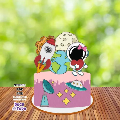 Topo de Bolo Astronauta 08 Studio/PDF/PNG