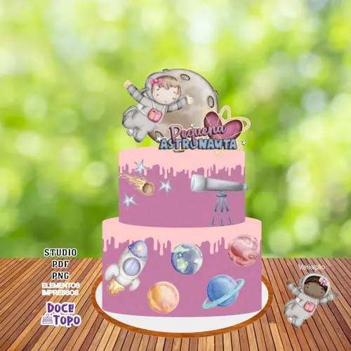 Topo de Bolo Astronauta 12 Studio/PDF/PNG