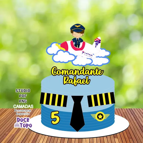 Topo de Bolo Aviador 01 Studio/PDF/PNG