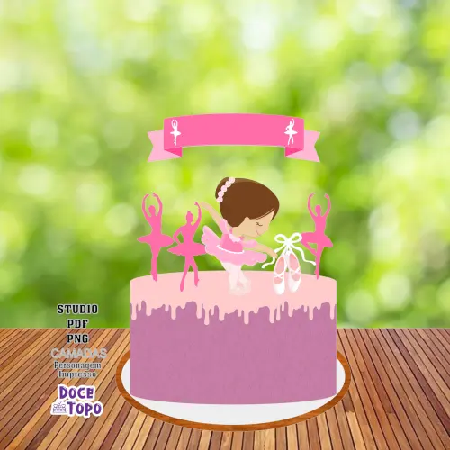 Topo de Bolo Bailarina 16 Studio/PDF/PNG