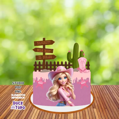 Topo de bolo Barbie Boiadeira 01 Studio/PDF