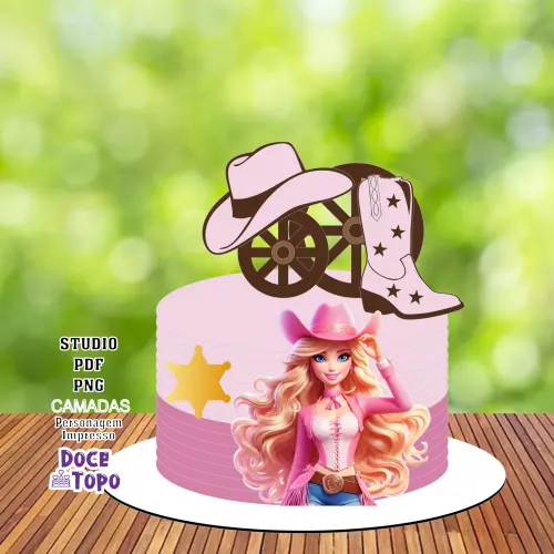Topo de bolo Barbie Boiadeira 03 Studio/PDF