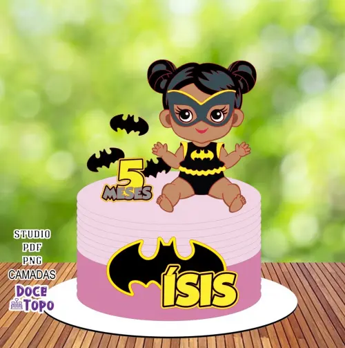 Topo de Bolo Batman Baby 06 Menina Studio/PDF/PNG