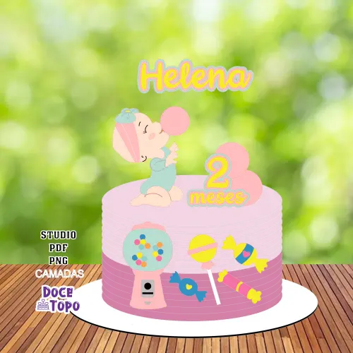 Topo de Bolo Bebê Chiclete Studio/PDF/PNG