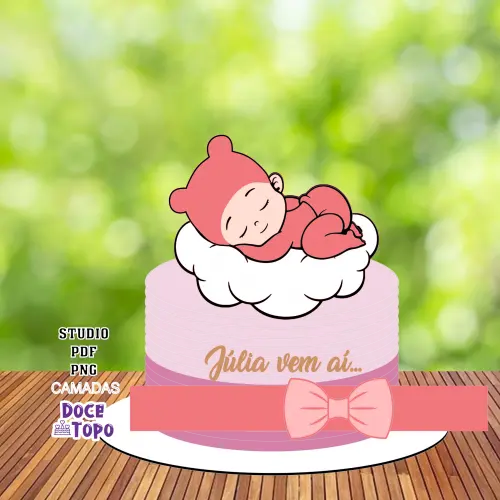 Topo de Bolo Bebê Nuvem Studio/PDF/PNG