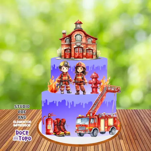 Topo de Bolo Bombeiros 02 Studio/PDF/PNG