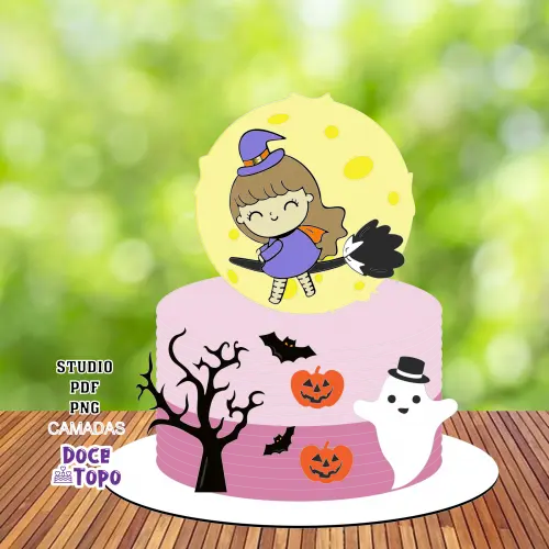 Topo de Bolo Bruxinha 01 Studio/PDF/PNG