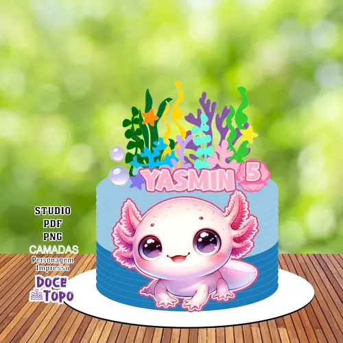 Topo de Bolo Axolote 02 Studio/PDF/PNG