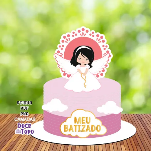 Topo de Bolo Batizado 28 Studio/PDF/PNG