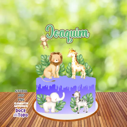 Topo de Bolo Safari 03 Studio/PDF/PNG