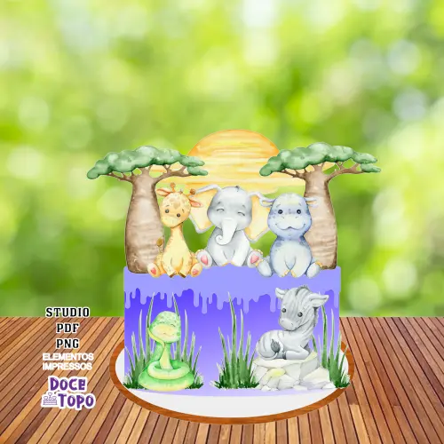 Topo de Bolo Safari 04 Studio/PDF/PNG